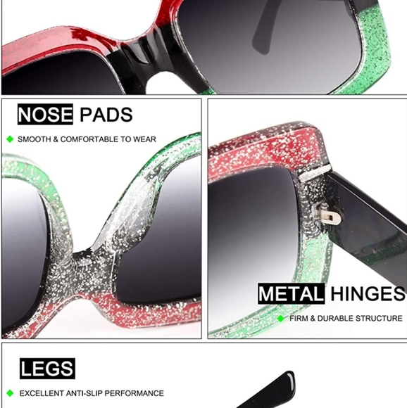 Square Colorblock Glitter Sunglasses - Picture 9 of 16